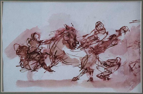 "A pale horse" 1. Line & Wash. 24x16cm